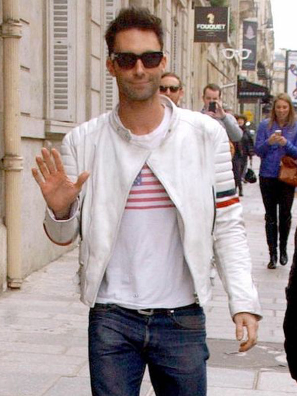 Adam Levine Biker Brando White Leather Jacket Gifts For Him