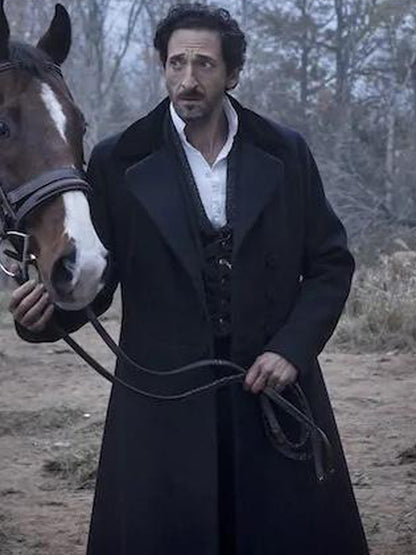 Adrien Brody Chapelwaite Blue Wool Winter Coat Shop now