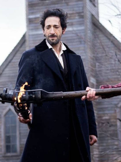 Adrien Brody Chapelwaite Blue Wool Winter Coat