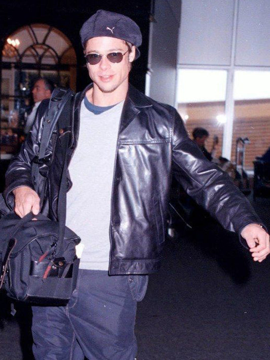 Brad Pitt Classic Vintage Black Leather Jacket