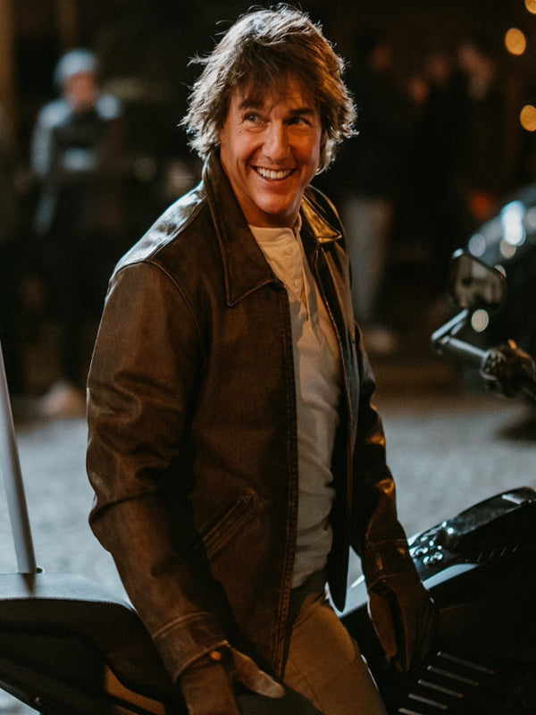 Tom Cruise Paris Olympics Brown Leather Jacket